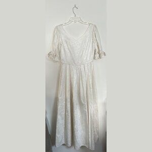 Laura Ashley Jacquard Prairie Dress Cottagecore Wedding Dress Puff Sleeve NWT